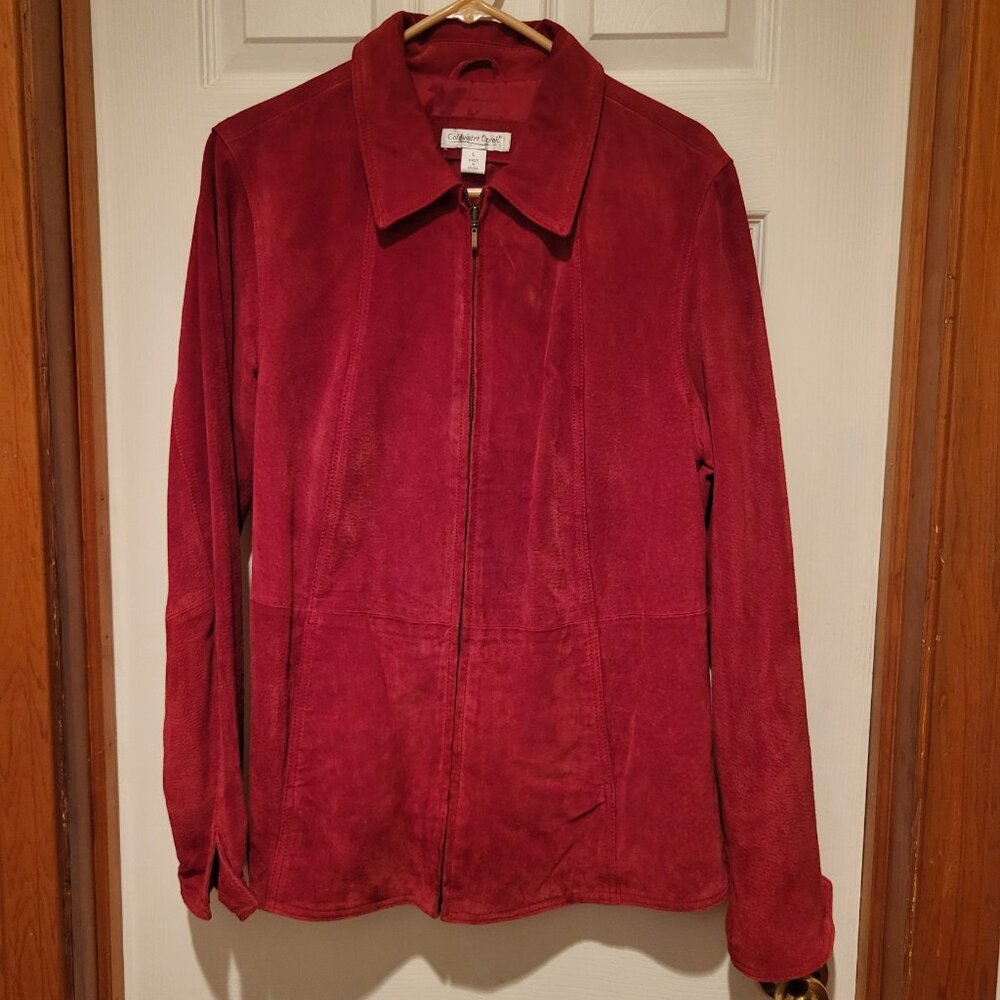 Coldwater Creek Women's Red Suede Blazer Coat Jacket Size Large
